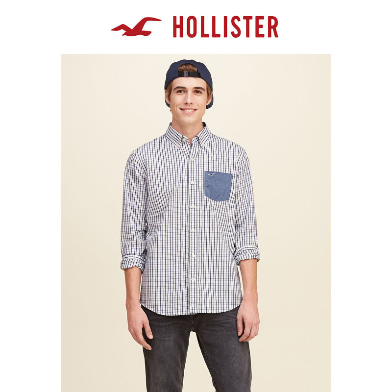 Hollister 撞色口袋府绸衬衫 男 114199