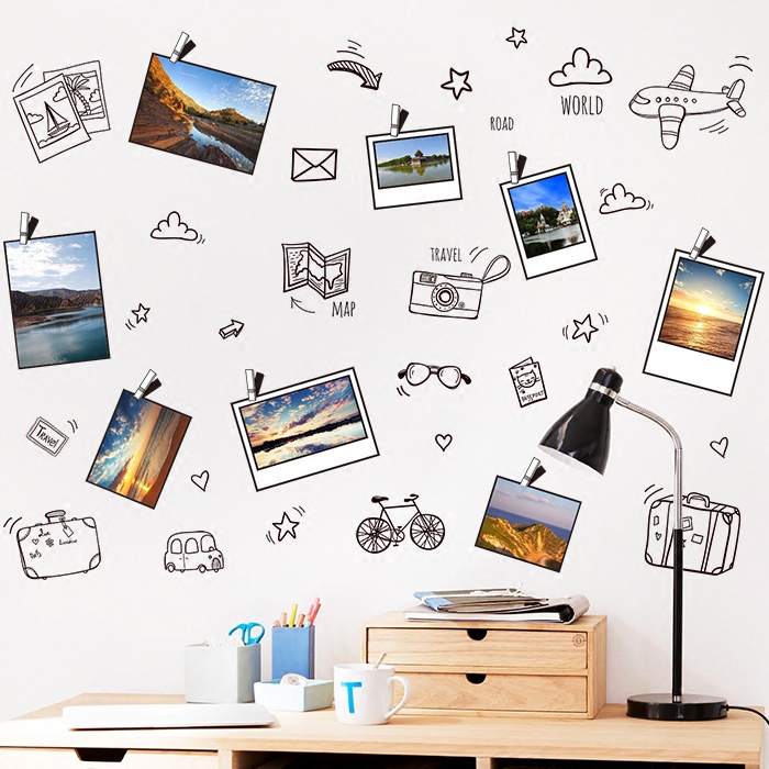 Buy Building removable wall sticker I love travel photo frames wall