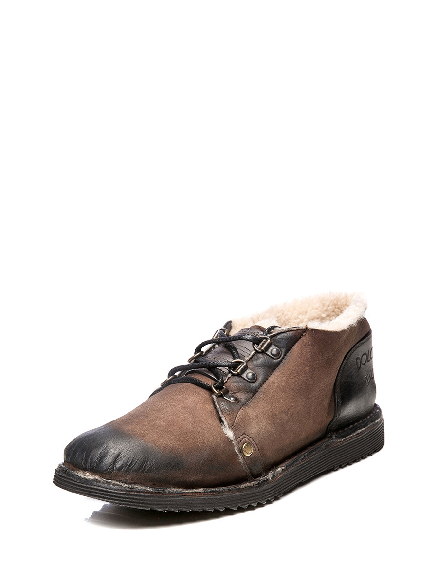 Dolce&Gabbana 棕色做旧款擦色毛内里休闲鞋