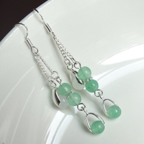 The beauty of ancient rhyme charm wangjiawang career Wang Peach Blossom Jade earrings Bashan jade earrings 925 silver hook