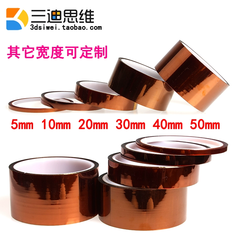 Máy in 3D băng nhiệt độ cao ngón tay vàng băng kapton 10 20 30 40 50 băng 100mm - Băng keo