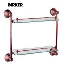Parker all-copper rose gold double-layer glass storage rack rose gold double-layer cosmetics rack double-layer glass platform rack