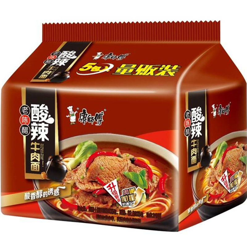 【天猫超市】 康师傅 经典酸辣牛肉113g/包*5包 方便面泡面