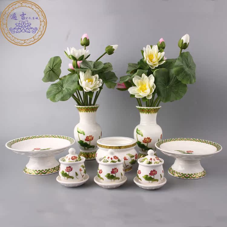 Ceramic Lotus Flower Small Vase Home Buddha front for a lotus flower incense stove for the Buddha Pure water glasses for the fruit tray
