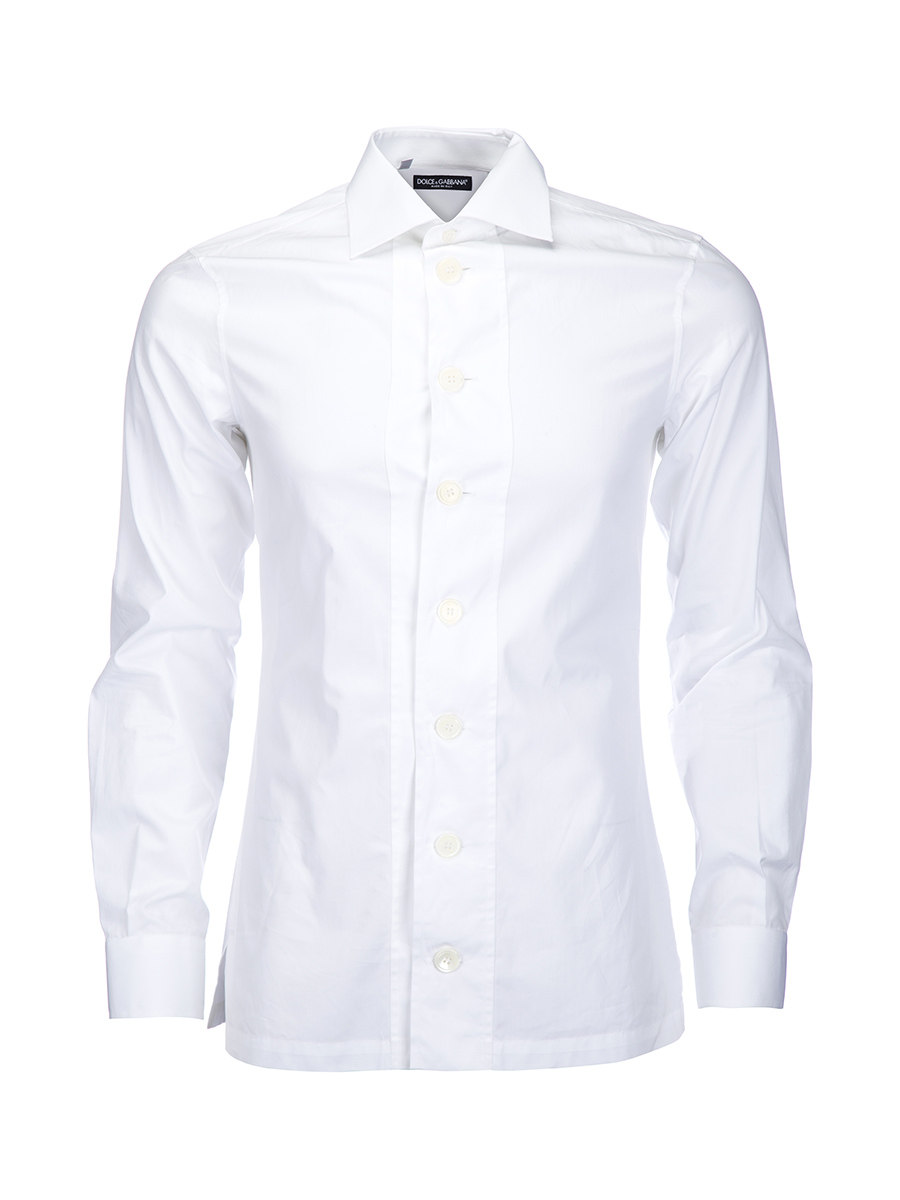 Dolce&Gabbana 白色宽角领长袖衬衫