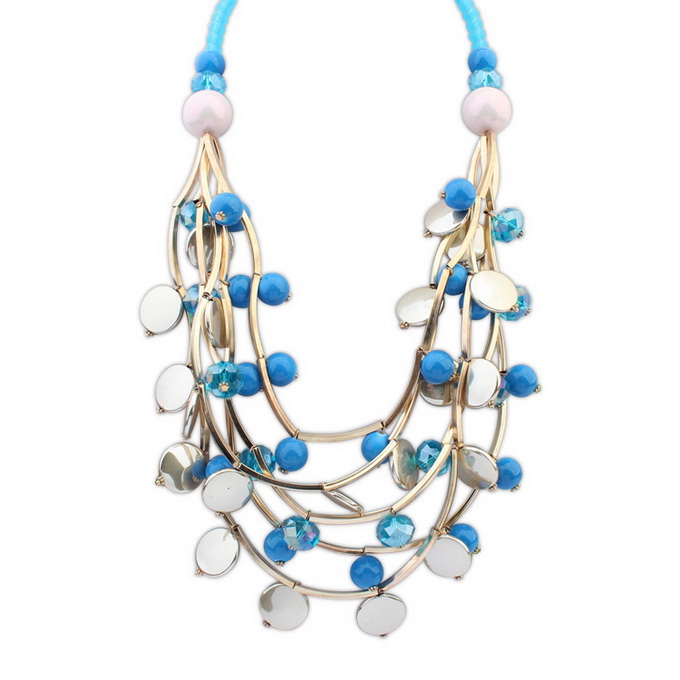 Pearl - dress jewelry ) European and American fashion multi - layer ball necklace five colors