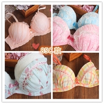 Japans autumn printed big code three rows of buckle lace poly-woo cute bra heteropoly 8538 female sex lingerie fine