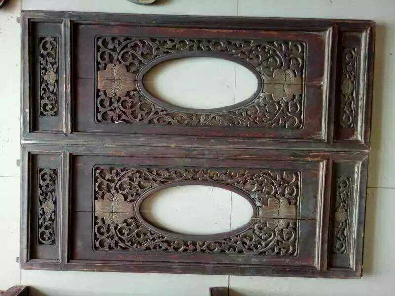 Hot selling old flower board hand-carved gold-painted flower board hollow wood carving hanging screen folk custom nostalgic decoration antique collection