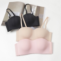  Japanese glossy bra summer thin half cup anti-light bandeau bra gathered large size womens seamless underwear