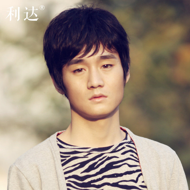 利达 真发假发 男士假发 短发 中老年假发 爸爸帅气蓬松假发套