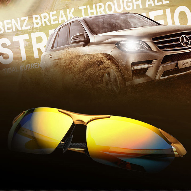 Fashion Men Driving Polarized Sunglasses Aluminum magnesium alloy Half frame Men's Bright Color Sunglasses Sports Riding glasses