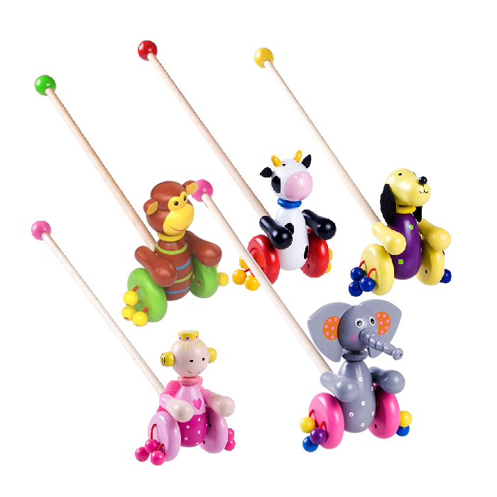 Baby Gift Single Rod Cart Push - Le Cub Toy - pull Car Wooden Learning Walking Toy