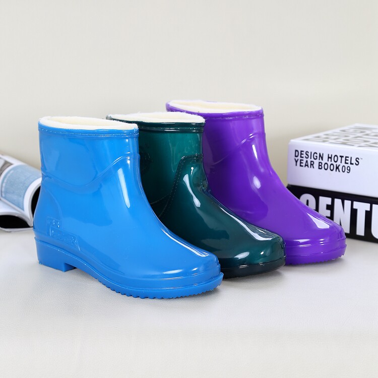 Middle Gang low Help Warm Plus Suede Rain Shoes Women Non-slip Waterproof Moms Laundry Kitchen Rain Boots Water Boots Water Shoes Man-Taobao