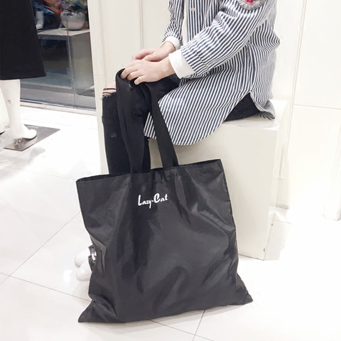 (lazy cat home) big number folding shopping bag with solid nylon eco-friendly bag hand bag to buy vegetable bag