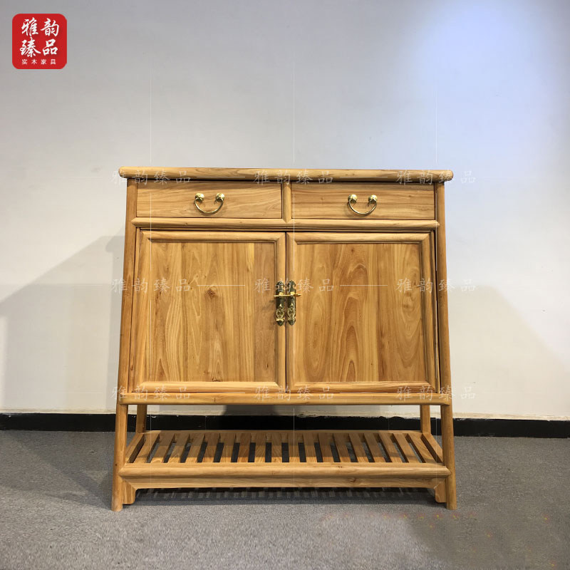 Old elm new Chinese style home shoe cabinet porch cabinet all solid wood paint-free lockers custom-made Zen furniture customization