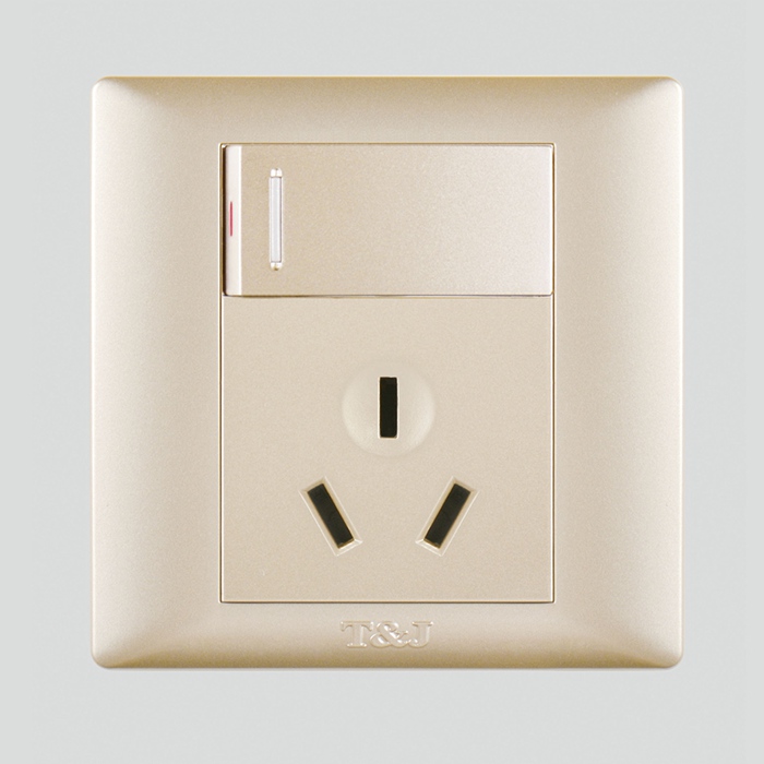 Space-based electrical switch panel Yueting series 16A three-hole air conditioner with switch socket champagne gold