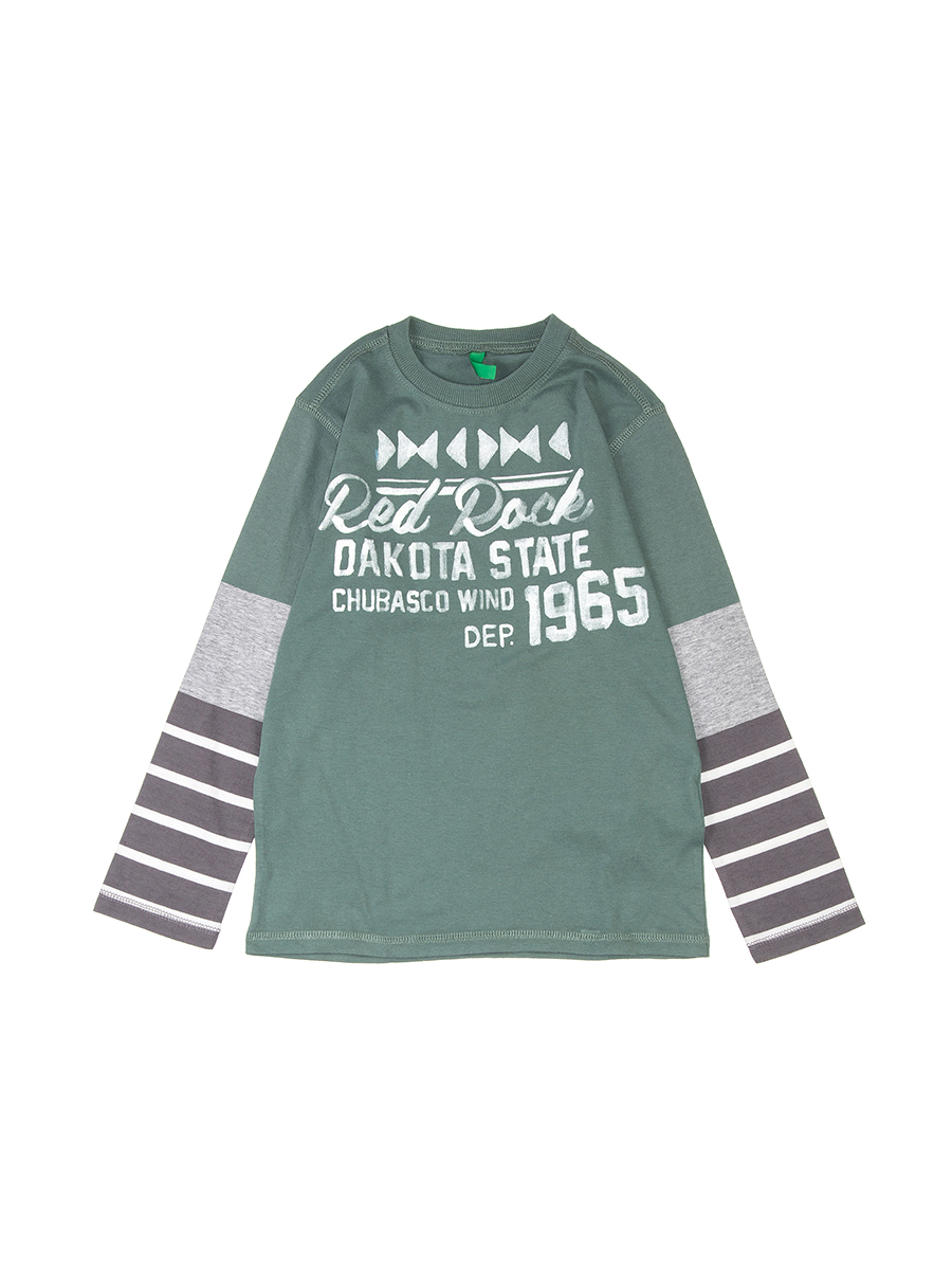 Benetton/贝纳通 墨绿色拼接圆领男童上衣
