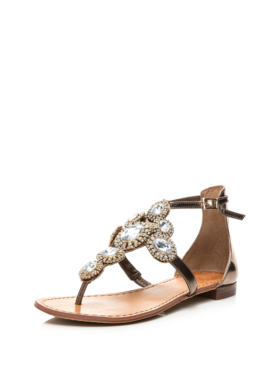 VINCE CAMUTO 古铜色仿宝石装饰夹脚凉鞋