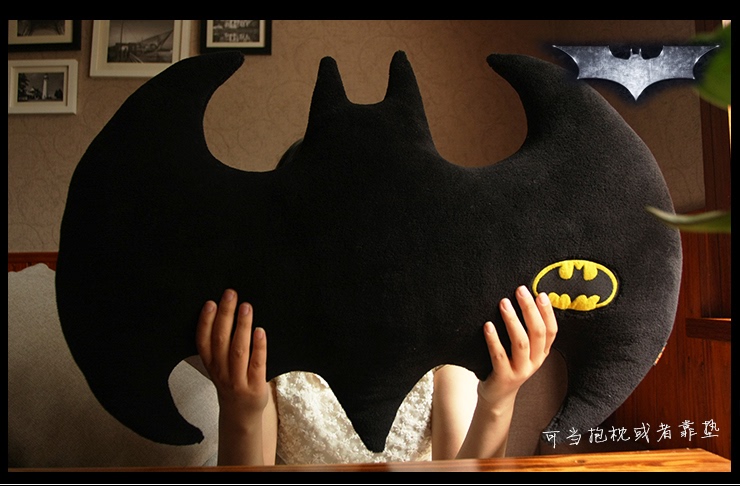 Creative and Cute Large Plush Toy Batman Pillow, Movie-Style Anime Batman Logo Cushion