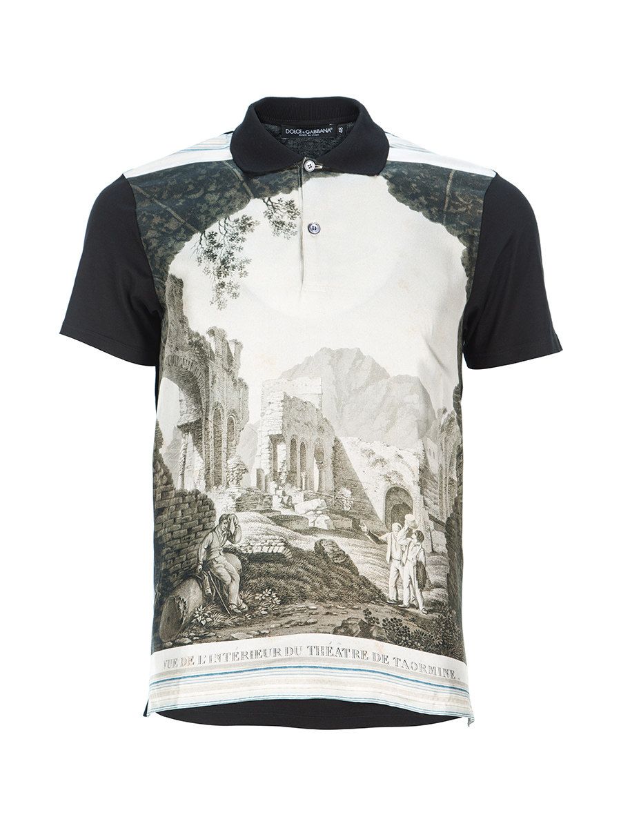 Dolce&Gabbana 拼色印花饰拼接上衣