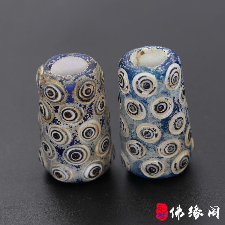 Buddha's cabinet size Han Dynasty Dragonfly Eye old glazed Glass Pendulum item Pendant Pendant DIY Supporting Pearl