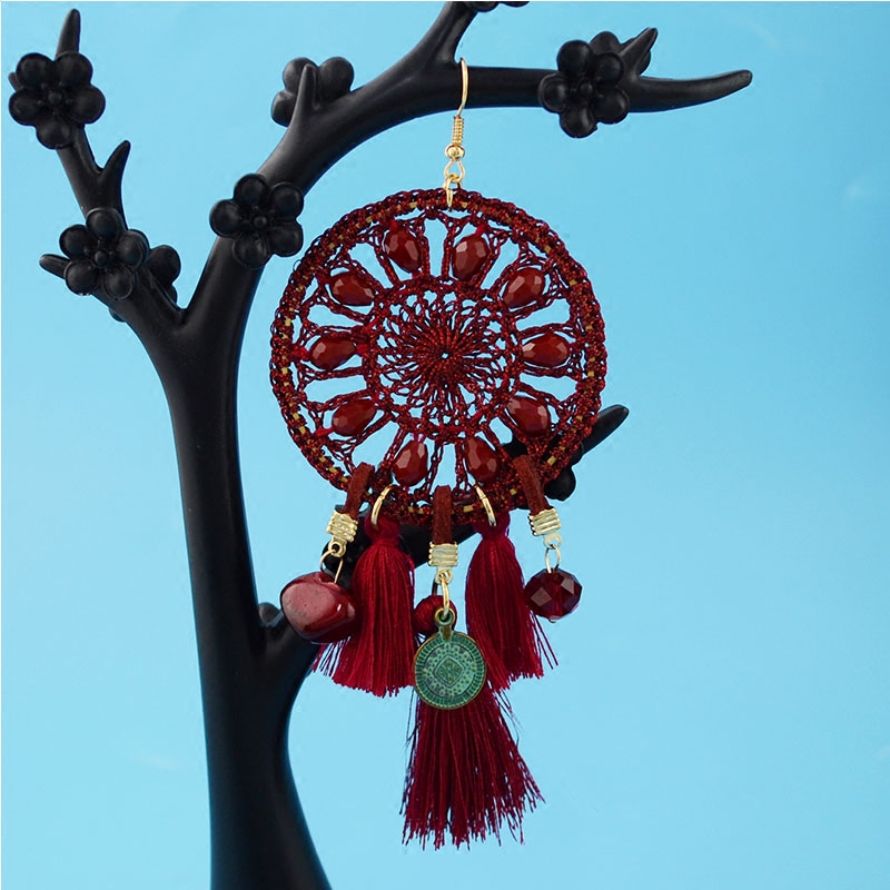 Special price kill Bohemia retro National style earrings hand-woven literary temperament earrings exaggerated earrings
