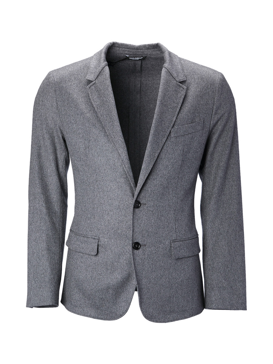 Dolce&Gabbana 浅灰色平驳领两粒扣修身西装