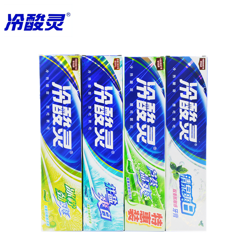 冷酸灵抗敏牙膏芦荟晶爽井盐爽白冰柠劲爽清泉爽白170g x4支