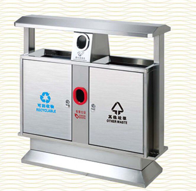 Stainless steel outdoor trash can peel box Sanitation trash can Sorted stainless steel trash can Large trash can