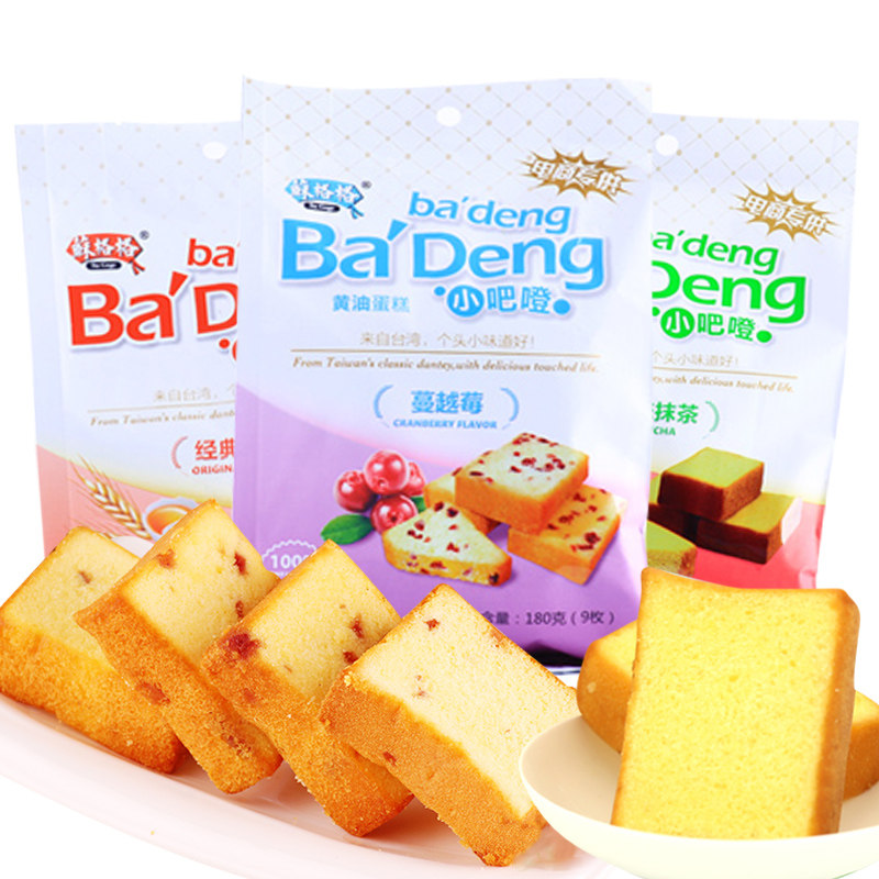【天猫超市】苏格格吧噔蔓越莓夹心蛋糕180g+原味180g+抹茶味180g
