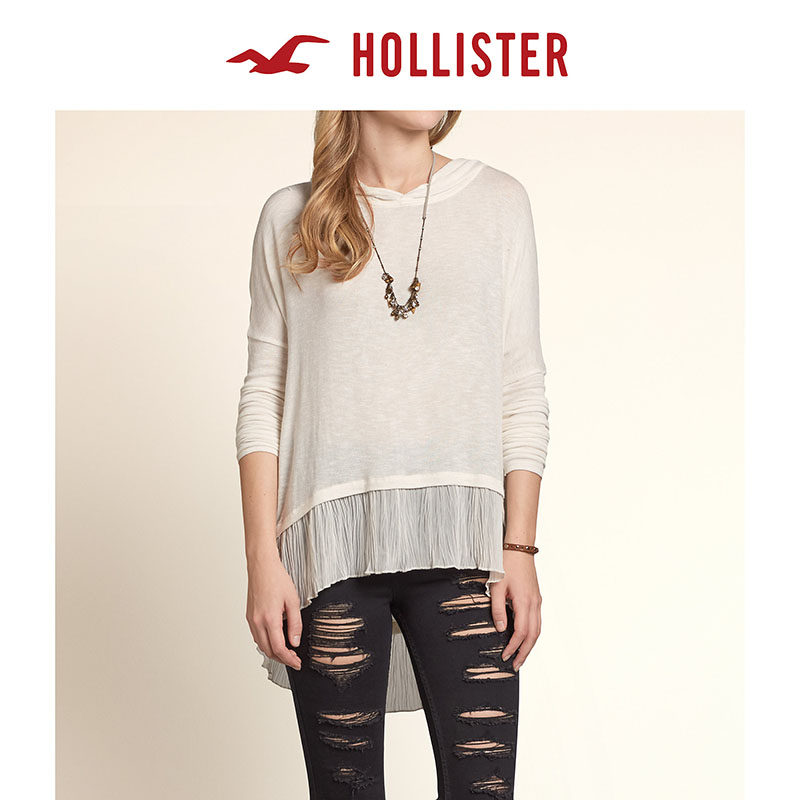 Hollister 雪纺褶边轻盈帽衫卫衣 女 92171