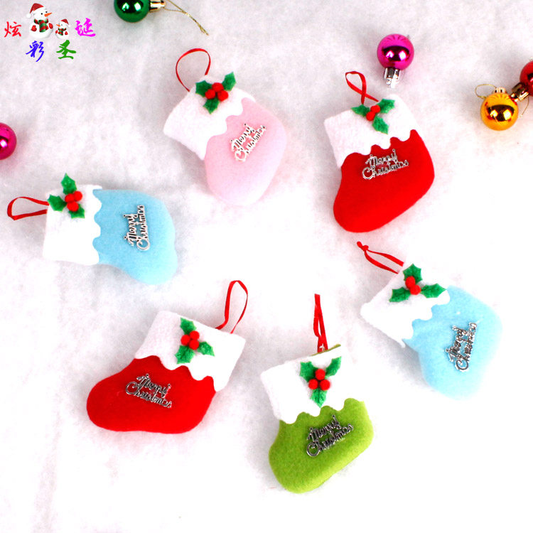 Christmas socks 10CM mini Christmas socks hang a window to decorate children's gift solid socks