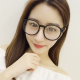 Ретро очки коробка женская корейская круглая лицо Big Black Frame Flat Lights Glasses Мужской прилив полный кадр полная рама личности для глазного каркаса