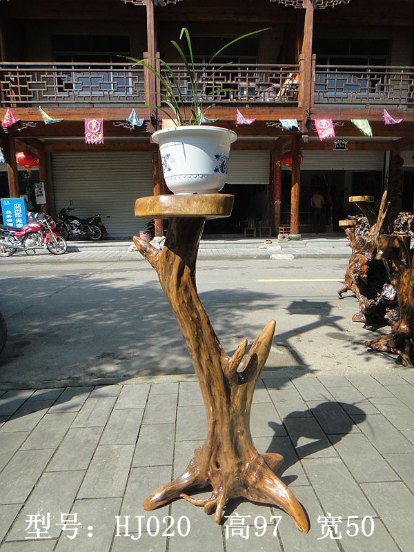 (Wu Jiarong Root Art) root carved flower stand solid wood flower table bonsai stand home decoration natural shape HJ020