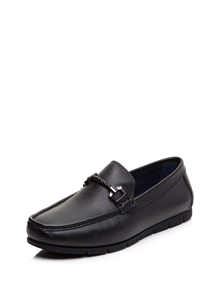 TRANOI 黑色编织襻带饰乐福鞋