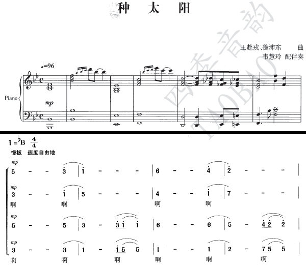 Type of solar lead singing mixed-sound choral-spectrum piano accompaniment spectrum (with accompanying profiles)