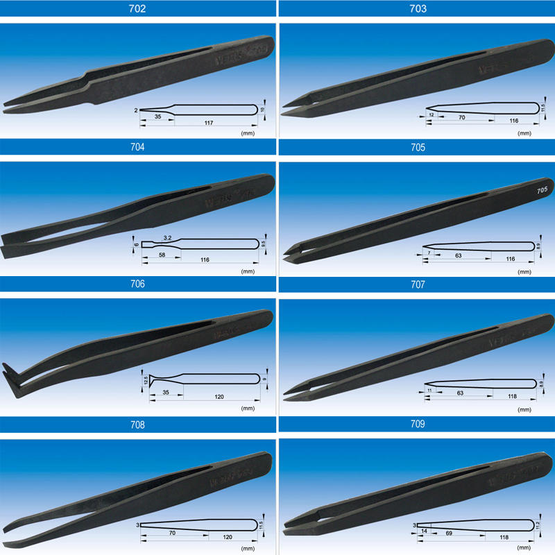 VETUS Tweezers Swiss Technology Plastic tweezers Antistatic tweezers VETUS tweezers