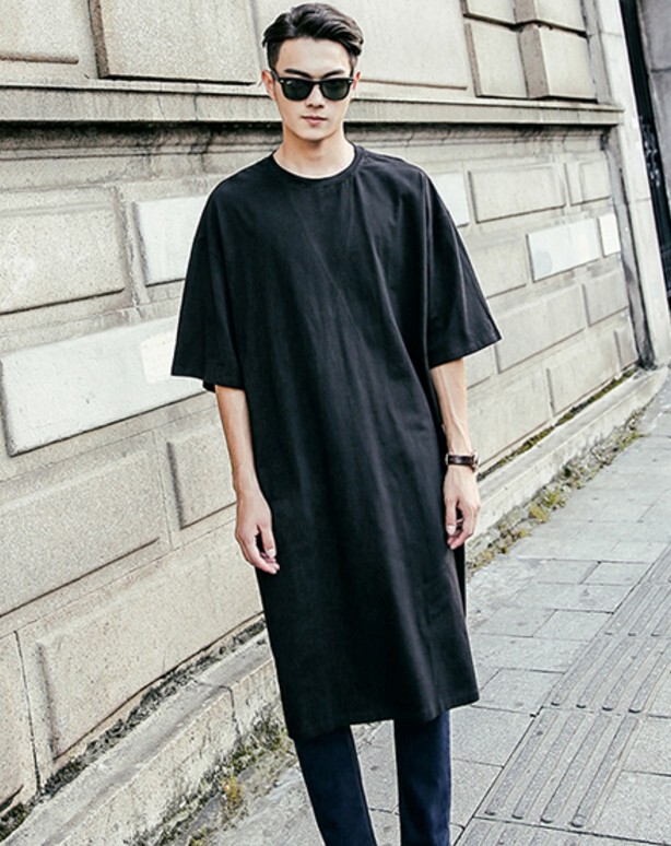 Summer Hot Selling Korean Style New Fashion Trendy Men's T-Shirt Street Fashion Extra Long Large Size T-Shirt Stage Wear