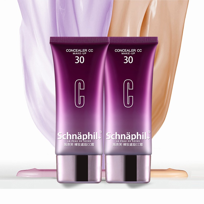 施奈芙裸妆CC霜提亮肤色清爽隔离遮瑕遮毛孔保湿2支装
