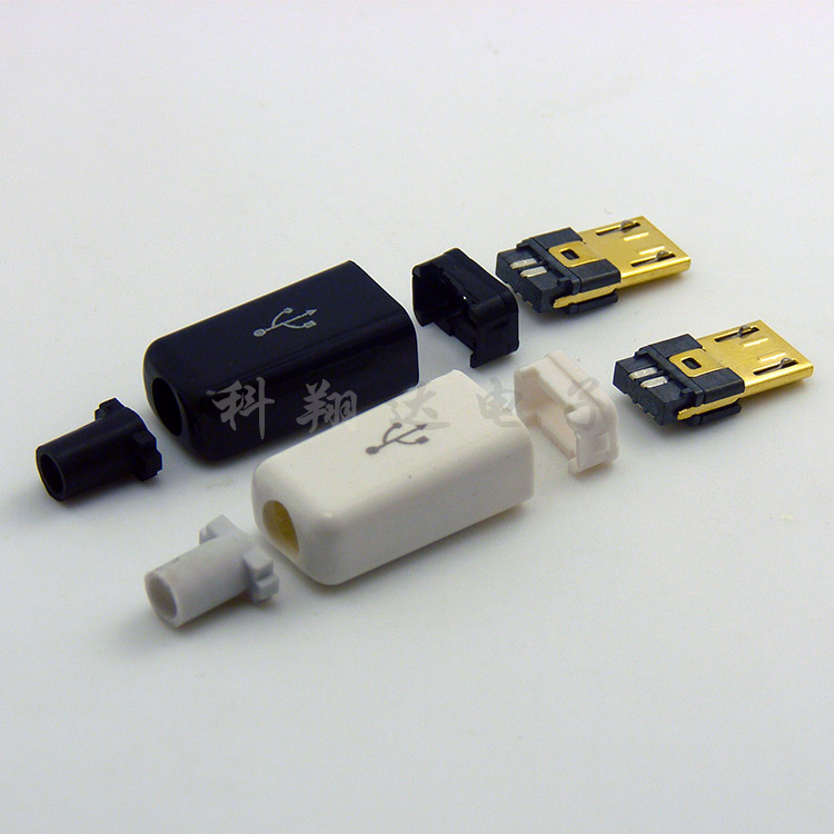 Apple Style USB Micro 5P Soldering Wire DIY MICRO Plug Gold Plated Micro 5P Male Straight