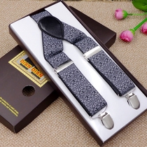 3 5cm men Wide Strap Mens suspenders trousers bei dai jia mens suspenders tri-clamp fat people elastic strap