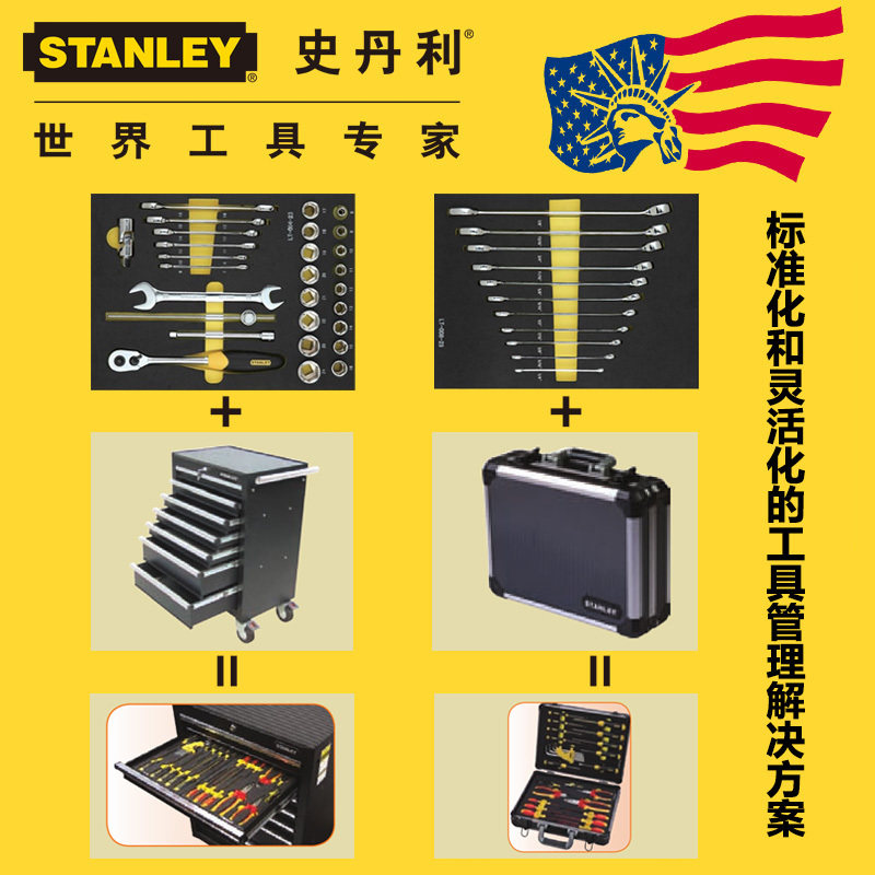 Stanley tool set home auto repair factory electrician insulation wrench socket pliers screwdriver set toolbox