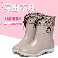 Giày đi mưa ống giữa nữ Hàn Quốc cộng với giày nhung ấm nước thời trang giày chống mưa đế dày có đế dày dành cho người lớn ủng đi mưa cao cấp