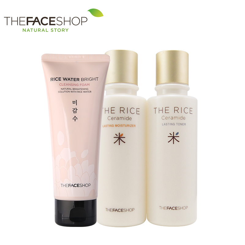 The Face Shop 化妆品护肤套装 大米爽肤水乳液洗面奶 韩国正品