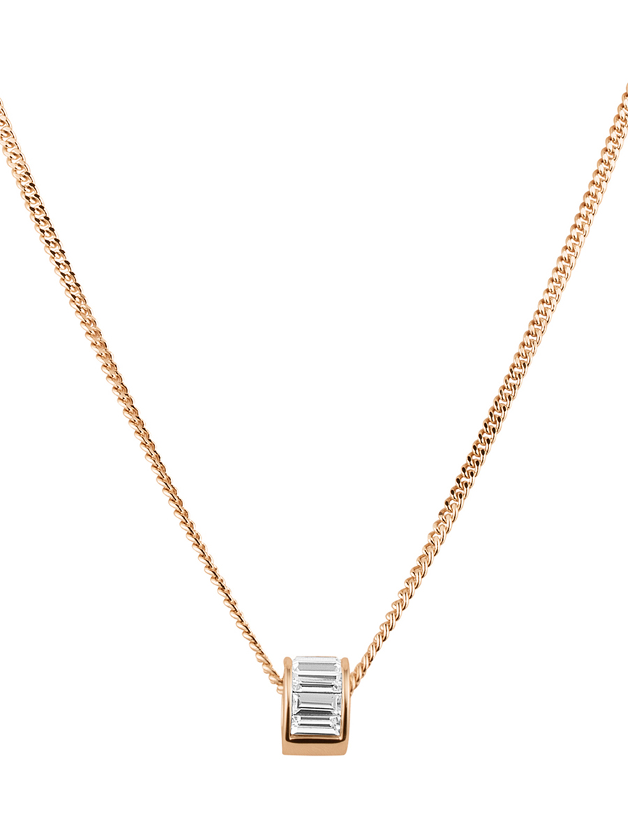 DYRBERG/KERN 玫瑰金设计师系列细形闪钻项链