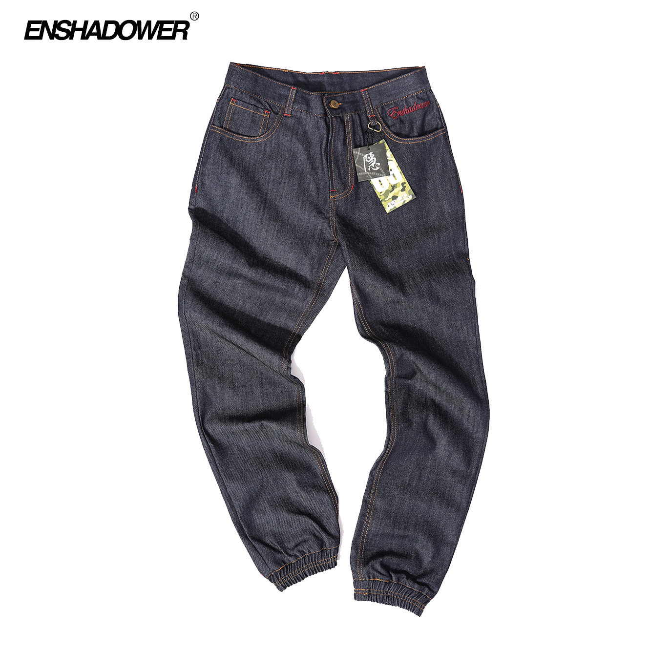ENSHADOWER CONCEALER primary color denim drawstring pants men's summer trend loose cigarette pipe pants men's casual pants