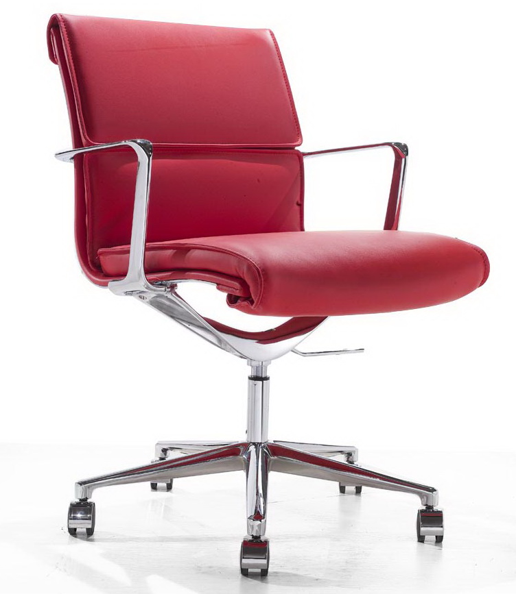 Nordic Designer Swivel Chair Short Back Soft Bag Aluminum Alloy Computer Chair Home Office Chair Fashion Lift Conference Chair