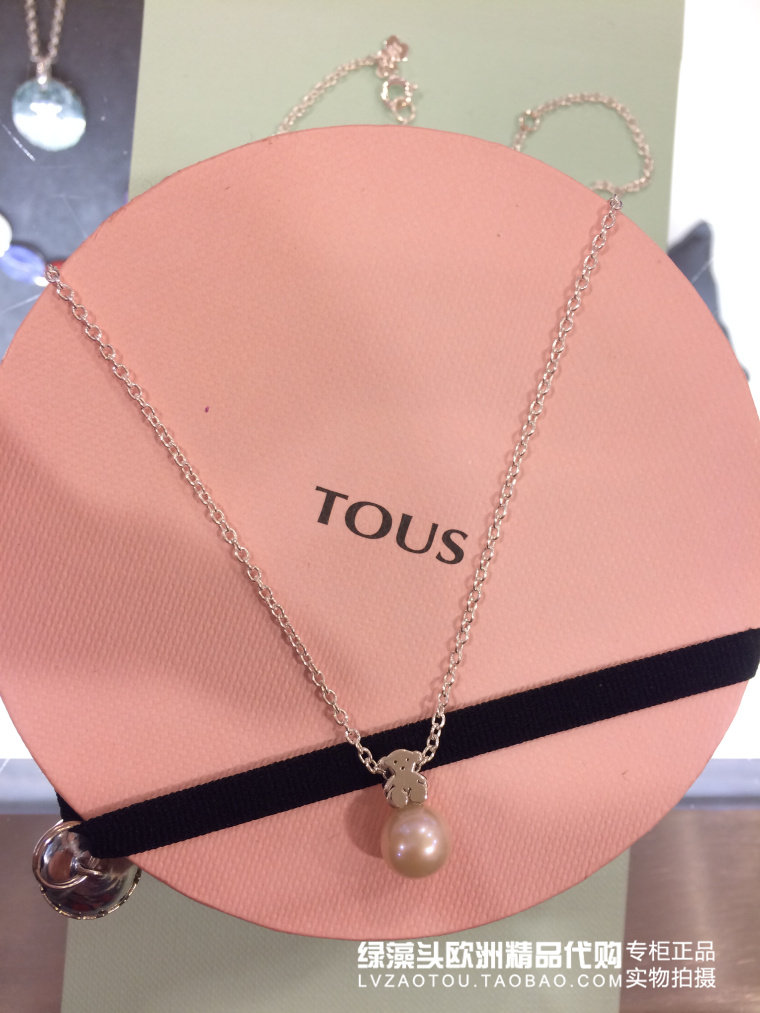 Spain light luxury niche TOUS peach bear simple pearl bear clavicle chain 925 sterling silver necklace female