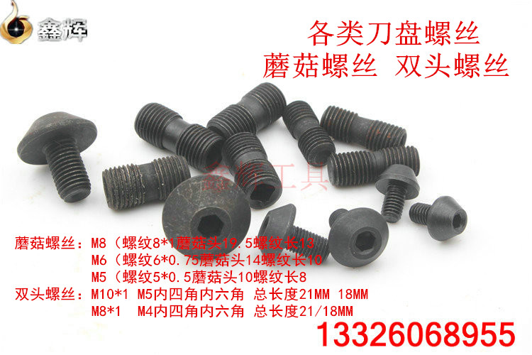 Milling cutter disc screw M8M6M5 mushroom umbrella cap screw double head screw M10 * 1 length 18 21 35