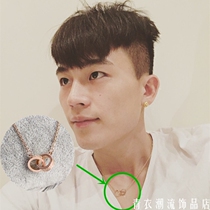 Peoples early chic people Chuo Tongo money chain European and American atmosphere Fashion double-ring buttoned rose gold titanium steel necklace boomer